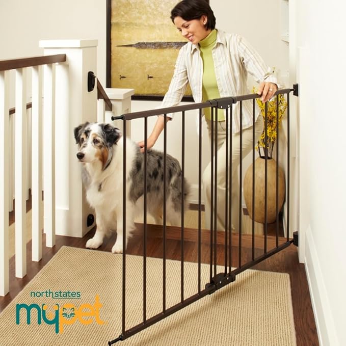 MyPet Windsor Walk Thru Pet Gate: 28.68" - 47.85" Wide Dog Gate. Hardware Mount, Dog Gates for The House, Cat Gate for Doorway. 31" Tall, Matte Bronze
