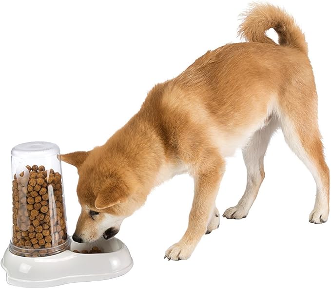 Ferplast Food or Water Dispenser for Dogs and Cats AZIMUT 1500 Pet Dispenser 1, 5 Liter Dry Food Feeder Water Feeder, Sturdy Plastic, Non-Slip Bottom, 16,5 x 25 x h 24,5 cm White