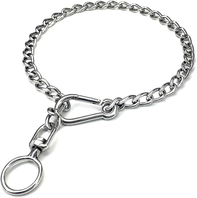 Dog Chain Collars 304 Stainless Steel Metal Chew Proof Dog Necklace Anti Winding Dog Leash Extension Lead for Small Medium Large Dogs Training and Walking. (Medium：23in x 3mm(Neck max 20in))