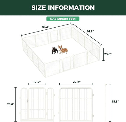 FXW Rollick Unleashed Dog Playpen for Indoor, Yard, RV Camping, 24 inch 16 Panels for Small and Puppy Dogs, White│Patented