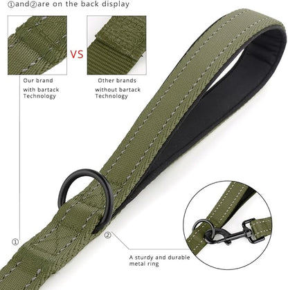 Plutus Pet Double Handle Dog Leash 6ft, Heavy Duty, Reflective Dual Handle Dog Leash for Safety Training, for Medium Large Dogs,2 Handle Leads, Ranger Green