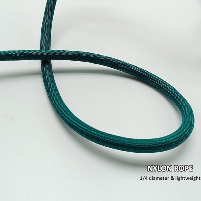 BTINESFUL 7FT Slip Lead Dog Leash, 1/4 inch Lightweight Nylon Rope Leash, No-Pull Training Lead for Small Medium Dogs, Dark Green