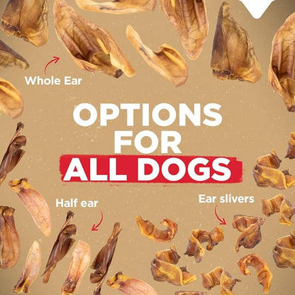 Natural Farm Pig Ears for Dogs (25 Pack), All-Natural WholeThick Pigs Ears, Single Ingredient & Highly Digestible, Better Than Rawhide- Dog Snacks, Dog Pig Ears for Puppy, Medium & Large Dogs