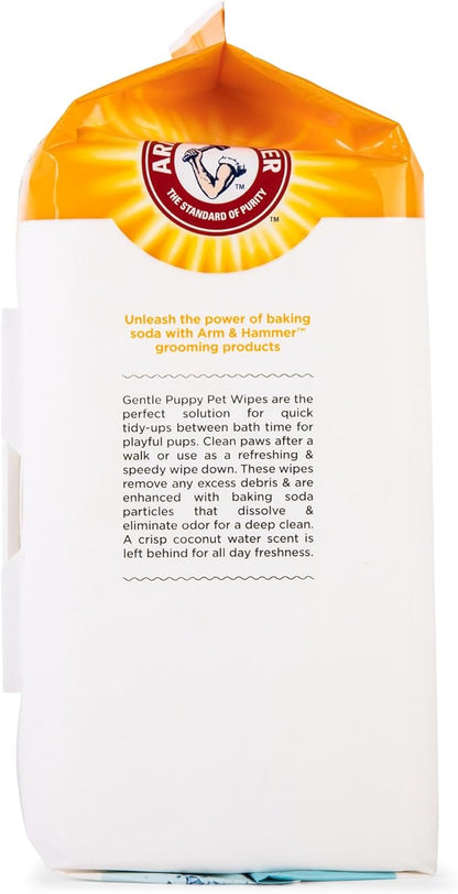 Arm & Hammer Dog Grooming Wipes, Deodorizing Dog Cleaning Wipes with Coconut Water, Gentle for Dogs and Puppies, Paraben and Sulfate Free Formula, Light Coconut Scent, 100 Count - 3 Pack