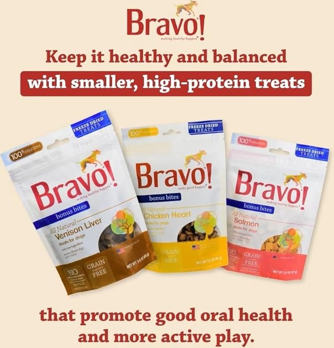 Bravo! Bonus Bites Single Ingredient Freeze Dried Raw Dog Treats, Chicken Breast, 3 Ounce, High Protein, Grain Free, Gluten Free