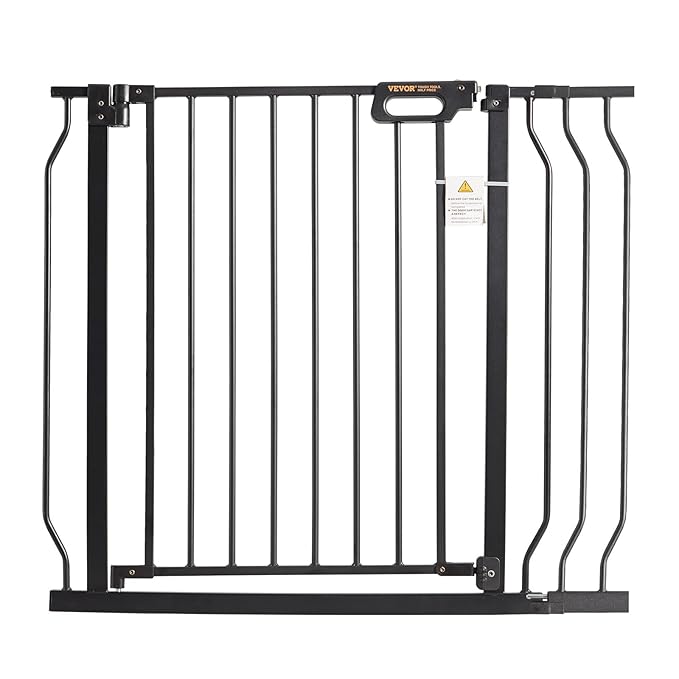 VEVOR Baby Gate, 29.5-37 in Adjustable Width, 30in High Dog Gate, Easy Step Walk Thru, Auto Close, Child Pet Security, with Pressure Mount Kit and Wall Mount Kit, for Stairs Doorways and House, Black