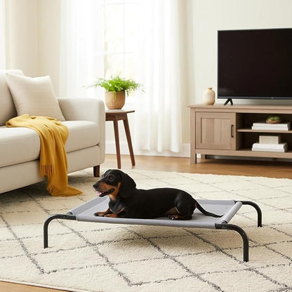 Amazon Basics Cooling Breathable Elevated Dog Bed with Metal Frame for Small Dogs, 36" x 22" x 7.5", Grey