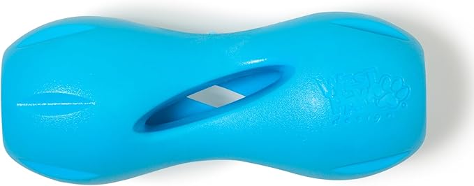 West Paw Qwizl Durable Zogoflex Dog Puzzle Toy for Mental Stimulation, and Enrichment - Treat Dispensing for Bully Sticks and Dental Sticks - Dishwasher Safe - Made in USA - Large - Aqua