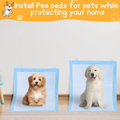 Yalikop 12 Pcs Wall Pee Pad Holder Dog Potty Training Pad Sticky Wall Clip Transparent Adhesive Clips with 6 Pcs Strong Adhesive(White)