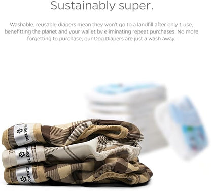 Pet Parents® Washable Dog Diapers (3pack) + Extendrs® of Durable Doggie Diapers, Premium Dog Diapers Female & Male (Large, Oxford)