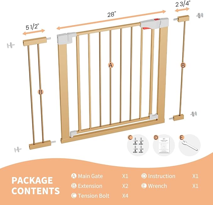 HIDROSIL Pet Gate Door Fits for Stairs, Narrow and Wide Doorways with Auto Close, Easy Install, Pressure Mounted for Pets, Dog/Puppy, Yellow