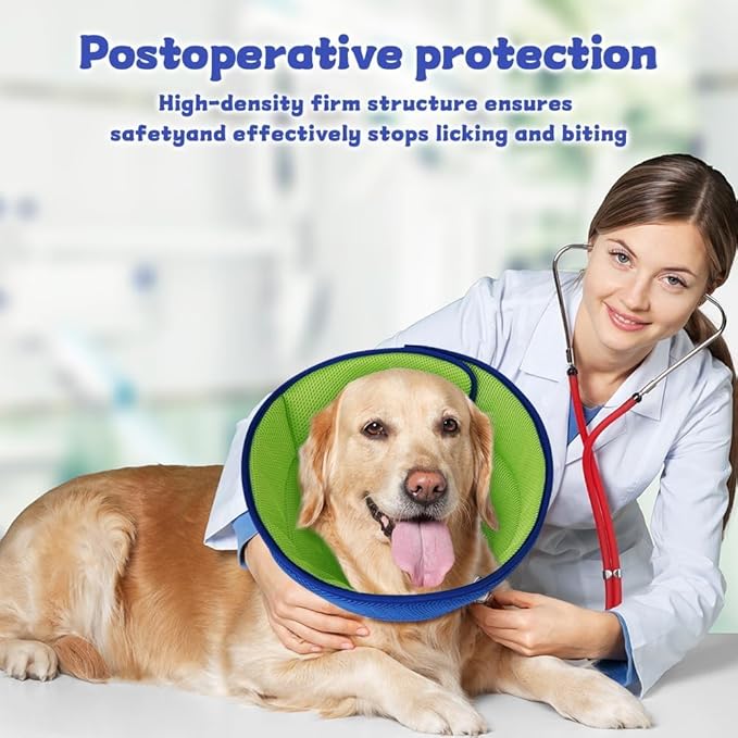 Adjustable Comfy Cones Soft Dog Cone Collar Alternative - for Large/Medium/Small Dogs to Stop Licking After Surgery, Comfortable Fabric Elizabethan Collars, Head Cone of Shame for Neuter Recovery - L