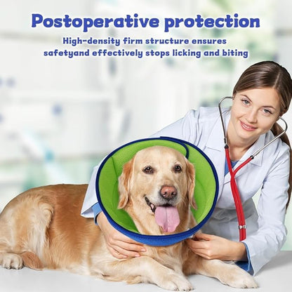 Adjustable Comfy Cones Soft Dog Cone Collar Alternative - for Large/Medium/Small Dogs to Stop Licking After Surgery, Comfortable Fabric Elizabethan Collars, Head Cone of Shame for Neuter Recovery - L