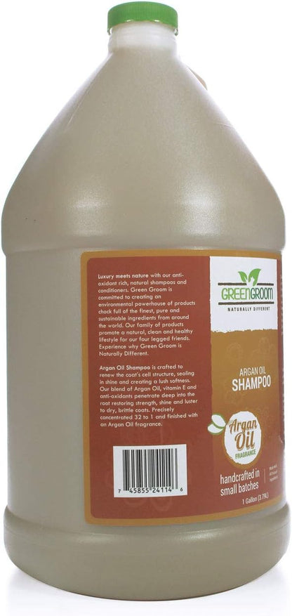 Green Groom Argan Oil Dog Shampoo, 1 Gallon - Vitamin E and Antioxidant Rich, Restores Shine, Moisturizing, Natural Ingredients, Helps Relieve Dry Itchy Skin, Adds Moisture to the Coat