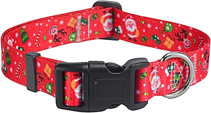 Mihqy Christmas Dog Collar - Premium Adjustable Dog Collar for Small Medium Large Dogs (Christmas,M)