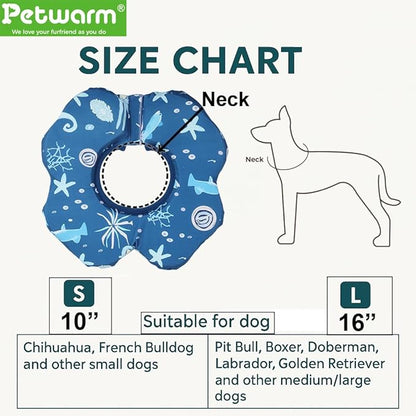PetWarm Dog Recovery Collar, Recovery Collar for Dogs, Lightweight Soft Flower Design, Comfortable Neck Protector Helps Discourage Licking, Post-Visit Protective Collars, Animal Print, Blue, S