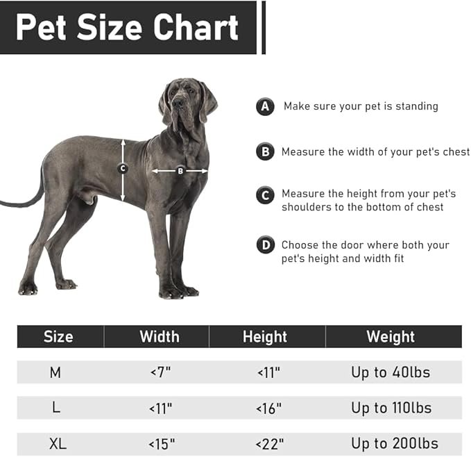 Aluminum French Large Dog Door,Strong Double Magnetic Flaps,with Aluminum Telescoping Tunnel Heavy-Duty Do g Door for X-Large and L arge Dog Up to 200LBS(Gray, X-Large)