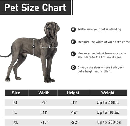 Aluminum French Large Dog Door,Strong Double Magnetic Flaps,with Aluminum Telescoping Tunnel Heavy-Duty Do g Door for X-Large and L arge Dog Up to 200LBS(Gray, X-Large)