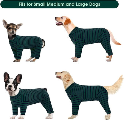 Kuoser Recovery Suit for Large Dogs After Surgery, Long Sleeve Dog Surgery Recovery Suit, Dog Onesie for Abdominal Wounds Skin Disease, Green XL