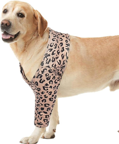 ROZKITCH Leg Sleeve for Dogs to Prevent Licking Front Right Left Leg, Pet Prevent Licking Wound Elbow Knee Protector, Dog Recovery Suit for Sprain ACL CCL Arthritis Joint Care Brown L