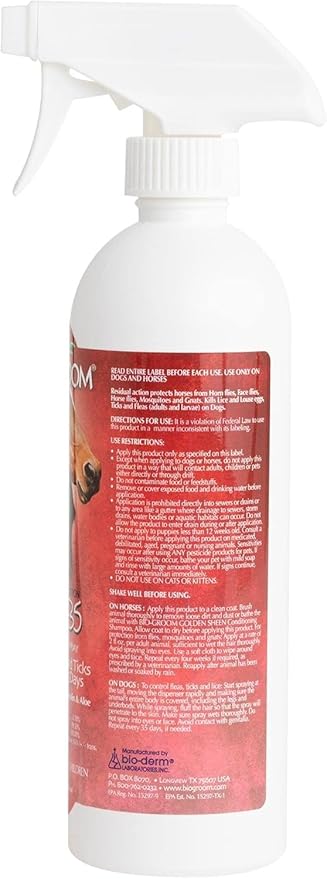 Bio-Groom Repel-35 Flea & Tick Dog Spray - Flea and Tick Prevention for Dogs, Cat Flea Treatment, Cruelty-Free, Made in USA, Natural Tick Repellent, Fly Spray for Horses - 16 fl oz 1-Pack