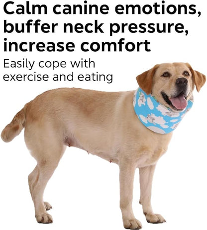 LovinPet Dog Recovery Collar, Adjustable Soft Cone for Medium & Large Dogs, Post-Surgery Comfort & Lick Prevention, Hippos Zoo Print, Blue