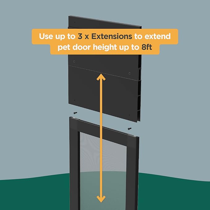 Hakuna Pets Patio Pet Door 3.9” Height Extension, Fits Screen Insert Panel for Medium Doors, Black