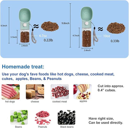 Colorday Handheld Dog Treat Dispenser Built-in Clicker & Treat Pouch, Hand Feeder for Puppy Training Walking Hiking Traveling (10 OZ, Green)