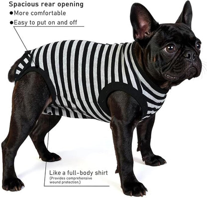 Dog Surgery Recovery Suit Dogs Neuter Spay Female Male Protective Clothes,Black Striped 3XL