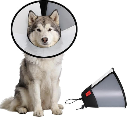 Plastic Dog Recovery Cone Collar, Soft Comfortable Breathable Post-Surgery Pet Cone, Escape-Proof & Easy Clean, Prevents Licking Wounds, Waterproof & Adjustable XL (Neck 17.3"-21.2")
