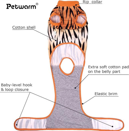 PetWarm Dog Recovery Suit, Surgical Suit for Dogs Female Spay Male Neutered, Dog Onesie for Surgery, Anti-Licking Dog Surgery Recovery Suit, Leopard Pattern, Yellow, 2XL
