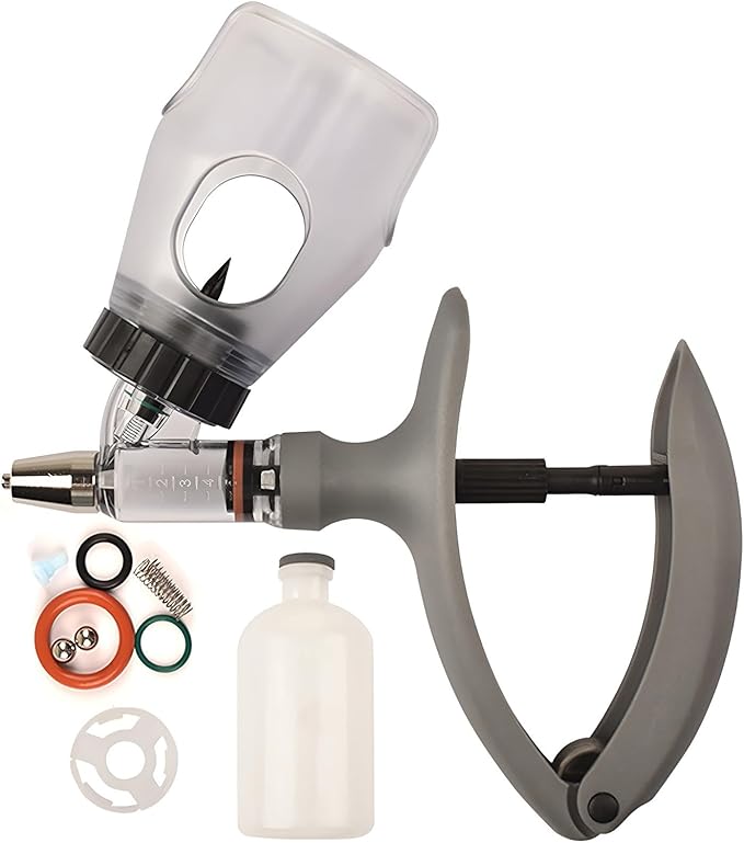 Animal Veterinary Syringe, Automatic Continuous Syringes, Bottle Adjustable Precision Injector Gun for Poultry Livestock(C,2 ml)
