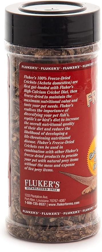 Fluker's Freeze Dried Crickets, Ideal for Reptiles, Birds, and Fish, Packed with Protein and Essential Nutrients, 1.2 oz