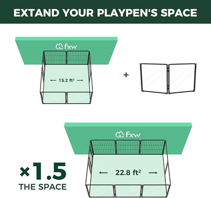 FXW AuraSpace Pro Acrylic Indoor Dog Playpen, Heavy-Duty with Metal Frame, 24" Height 2 Panels for Puppies & Small Dogs, Black│Patented