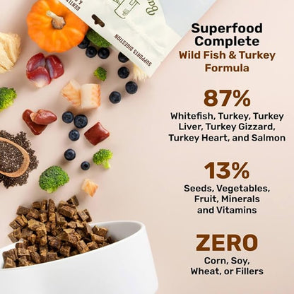 BADLANDS RANCH by Katherine Heigl – Superfood Complete Air-Dried Wild Fish & Turkey Dog Food – High Protein with Superfoods for Daily Wellness & Consistent Nutrition – 64 oz
