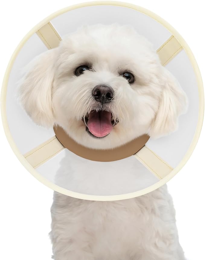 Soft Dog Cone Collar to Stop Licking-Adjustable Comfortable Mesh Recovery Collars After Surgery for Small or Miniature Dog, Alternative to Plastic Elizabethan Collar for Neuter Incision Care (Brown,M)
