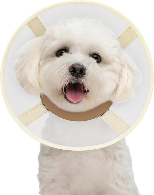 Soft Dog Cone Collar to Stop Licking-Adjustable Comfortable Mesh Recovery Collars After Surgery for Small or Miniature Dog, Alternative to Plastic Elizabethan Collar for Neuter Incision Care (Brown,L)