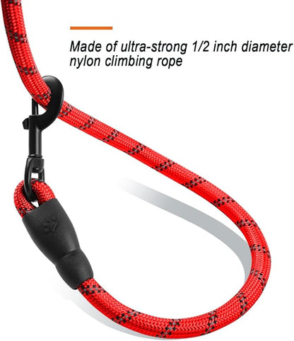 BARKBAY Dog Leashes for Large Dogs Heavy Duty Dog Leash 4/5/6 FT with Comfortable Padded Handle and Highly Reflective Threads for Medium Large Dogs Walking Training Running (6FT-1/2'',Red)
