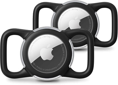 Waterproof Air tag Holder for Dog Collar, Silicone & ABS Air tag Holder for Dog & Cat Collars, Ultra-Durable, Lightweight and Protective Air tag Case (Black & Black, Regular)
