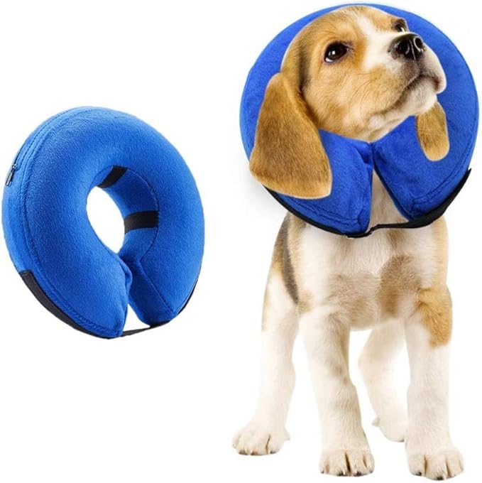VST Comfortable Inflatable Cone Collar for Dogs,Adjustable Soft Pet Recovery Collar Prevent Pets from Touching Biting Scratching at Injuries Wounds (M)