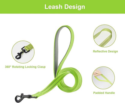 Hipubby Dog Harness and Leash Set, No Pull Soft Mesh Puppy Harness for Small Medium Dogs, Cats - Step in Reflective Breathable Lightweight Vest Harness for Walking, Training - Bright Green, S