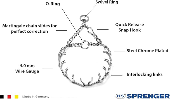 Herm Sprenger Pet Supply Imports Chrome Plated Training Collar with Quick Release Snap for Dogs, X-Large, 4mm, 24-Inch