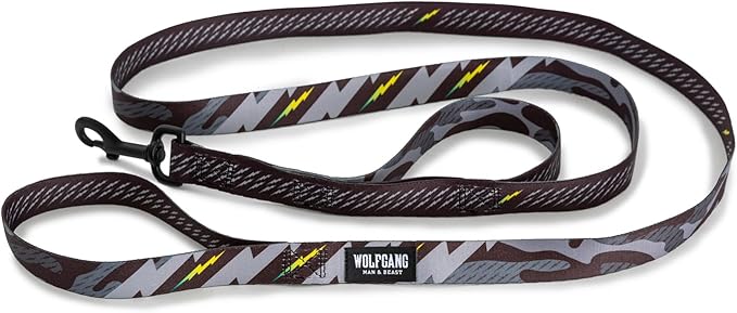 Wolfgang Heavy Duty Dog Leash, Pull-Tested to Over 800 lbs for Walking & Training, DarkSkies Print, Dual-Handle Large