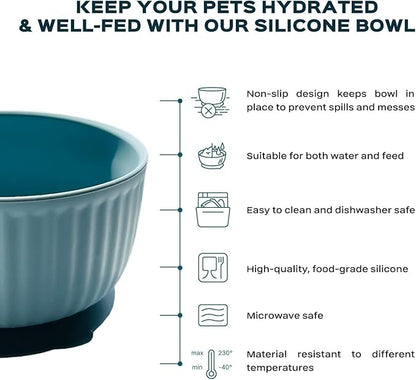 Cat Bowls with Suction Cup 13 Oz — Elevated Silicone Pet Dish with Non-Slip Bottom for Dry Food, Wet Food and Water (Soft Pink)