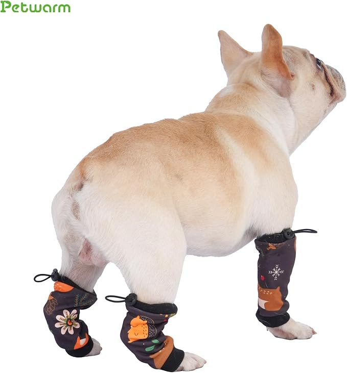PetWarm Dog Recovery Sleeve 4pcs Set, Dog Leg Sleeve, Ideal for Comfort and Support During Pet Recovery, Suitable for Active or Support Recoverying Pet Use, Black Brown, L