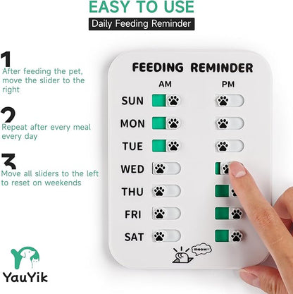 YAUYIK Dog Feeding Reminder, Puppy Feeding Schedule Chart, AM/PM Daily Indication Chart Feed/Walk Your Pets, Helps You to Track Pet Feeding & Walking (White)