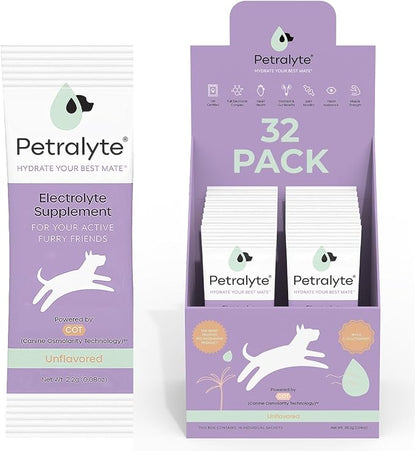 Dog Electrolytes and Joint Supplement | Hydration Support for Dogs w/Glucosamine, Chondroitin & More | Electrolytes for Dogs with Prebiotics | Unflavored | 32 Packets
