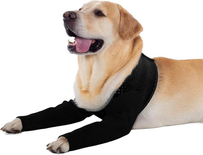 Coodeo Dog Recovery Sleeves, Cone Collar Alternative, Abrasion Resistant Dog Recovery Suit, Washable 2.5mm Thick and Waterproof, Pet Wounds Prevent Licking, Biting (Black, L)