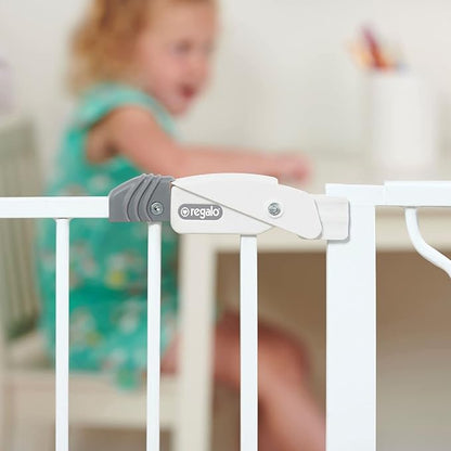 Regalo Safety 29-56" Extra Wide Baby Gate for Doorways & Bottom of Stairs, Pressure Mounted Baby Gate with Door for Babies, Toddlers & Pets, Tested & Safe for 30 Years, American Designed and Owned