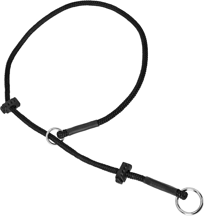 Dingo Gear Dog Choke Collar Hand Sewn Strong Polypropylene Braided Cord Two Limiters Waterproof Choker for K9 Training IGP Agitation Bite Work Obedience XS - Black (S04046)